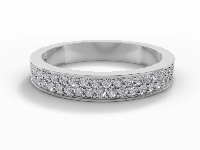 3.2mm.  Wide  Semi-Set Wedding Ring Round Brilliant-Cut Diamonds 100% Recycled, Hallmarked 18ct. White Gold