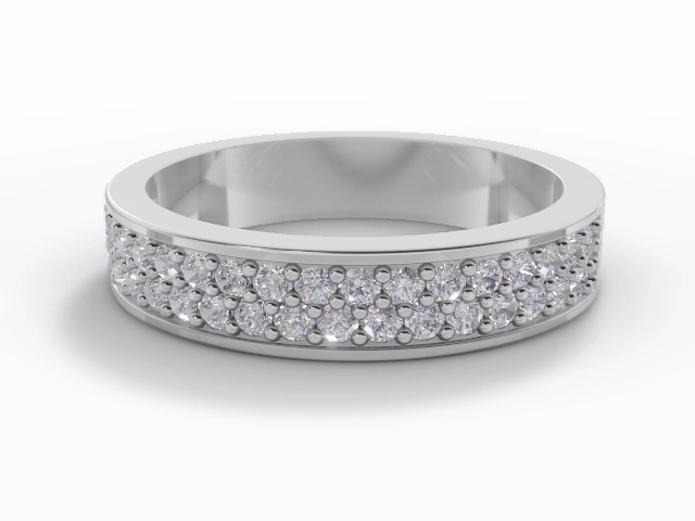 4.0mm.  Wide  Semi-Set Wedding Ring Round Brilliant-Cut Diamonds 100% Recycled, Hallmarked 18ct. White Gold