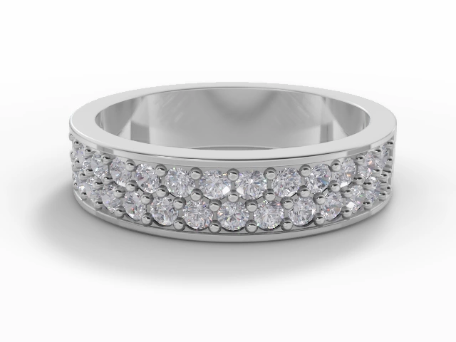 4.6mm.  Wide  Semi-Set Wedding Ring Round Brilliant-Cut Diamonds 100% Recycled, Hallmarked 18ct. White Gold