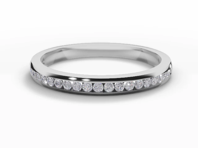 Narrow Semi-Set Wedding Ring Round Brilliant-Cut Diamonds 100% Recycled, Hallmarked 18ct. White Gold