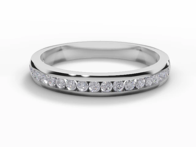 2.7mm.  Wide  Semi-Set Wedding Ring Round Brilliant-Cut Diamonds 100% Recycled, Hallmarked 18ct. White Gold