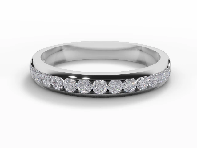 2.9mm.  Wide  Semi-Set Wedding Ring Round Brilliant-Cut Diamonds 100% Recycled, Hallmarked 18ct. White Gold