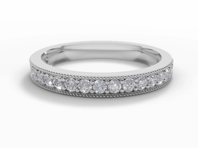 2.7mm.  Wide  Semi-Set Wedding Ring Round Brilliant-Cut Diamonds 100% Recycled, Hallmarked 18ct. White Gold