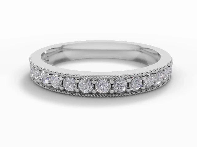 2.9mm.  Wide  Semi-Set Wedding Ring Round Brilliant-Cut Diamonds 100% Recycled, Hallmarked 18ct. White Gold