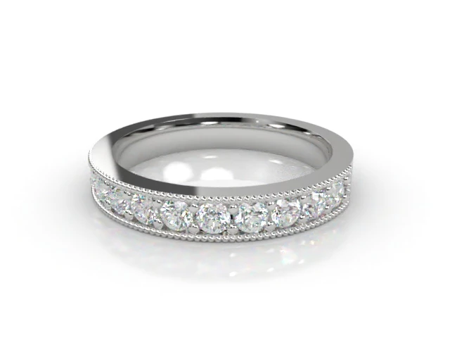 3.1mm.  Wide  Semi-Set Wedding Ring Round Brilliant-Cut Diamonds 100% Recycled, Hallmarked 18ct. White Gold