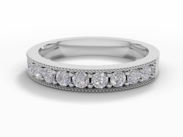 2.9mm.  Wide  Semi-Set Wedding Ring Round Brilliant-Cut Diamonds 100% Recycled, Hallmarked 18ct. White Gold