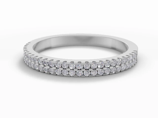 Narrow Semi-Set Wedding Ring Round Brilliant-Cut Diamonds 100% Recycled, Hallmarked 18ct. White Gold