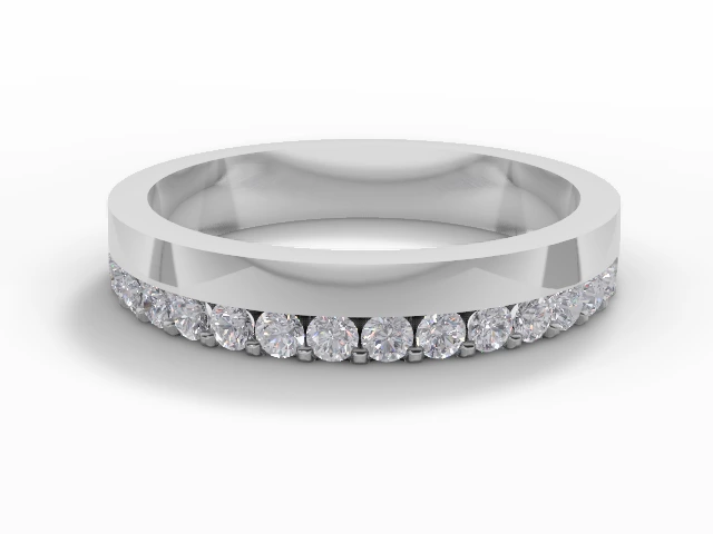 3.5mm.  Wide  Semi-Set Wedding Ring Round Brilliant-Cut Diamonds 100% Recycled, Hallmarked 18ct. White Gold