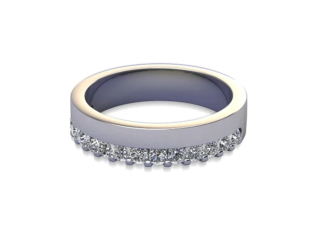 Semi-Set Diamond Wedding Ring in 18ct. White Gold: 4.5mm. wide with Round Shared Claw Set Diamonds Semi-Set Diamond Wedding Ring in 18ct. White Gold: 4.5mm. wide with Round Shared Claw Set Diamonds