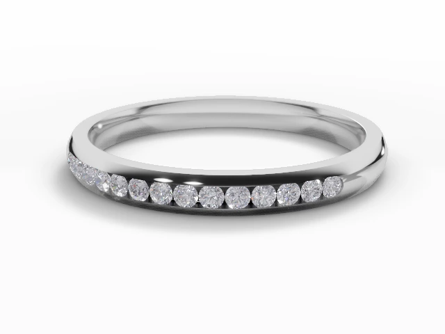 Narrow Semi-Set Wedding Ring Round Brilliant-Cut Diamonds 100% Recycled, Hallmarked 18ct. White Gold