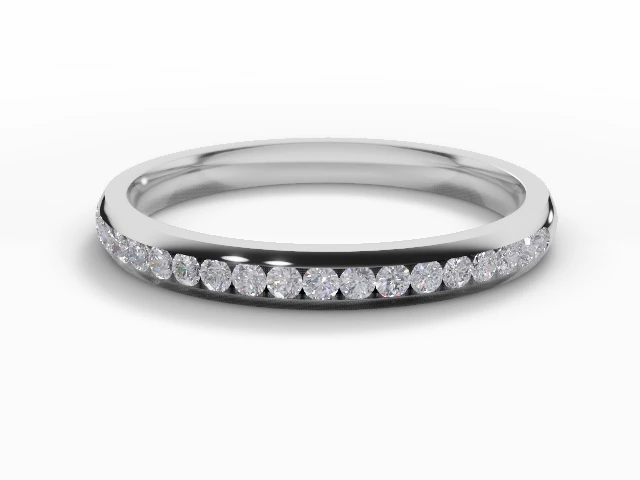 Narrow Semi-Set Wedding Ring Round Brilliant-Cut Diamonds 100% Recycled, Hallmarked 18ct. White Gold