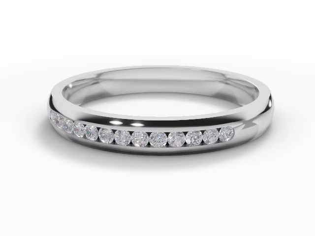 Narrow Semi-Set Wedding Ring Round Brilliant-Cut Diamonds 100% Recycled, Hallmarked 18ct. White Gold