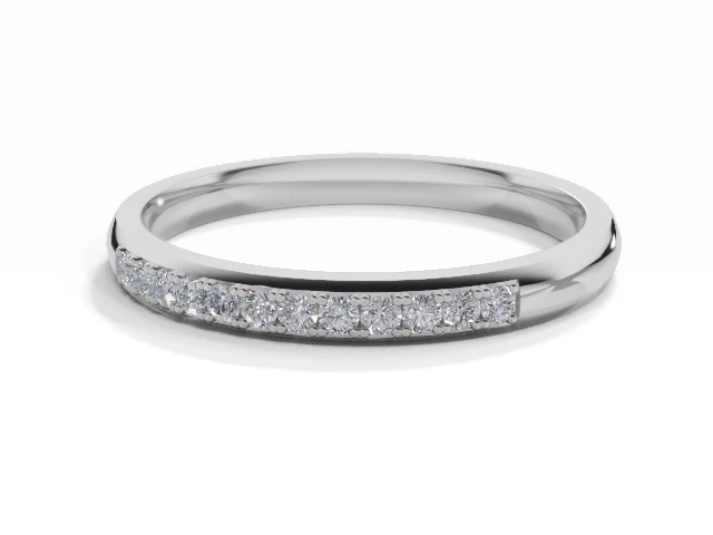 Narrow Semi-Set Wedding Ring Round Brilliant-Cut Diamonds 100% Recycled, Hallmarked 18ct. White Gold