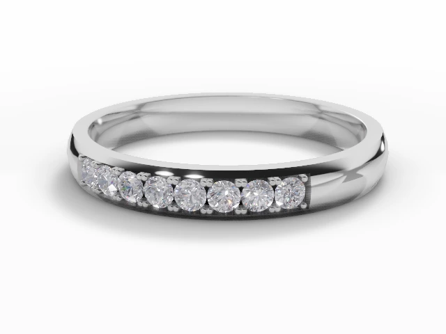 2.7mm.  Wide  Semi-Set Wedding Ring Round Brilliant-Cut Diamonds 100% Recycled, Hallmarked 18ct. White Gold