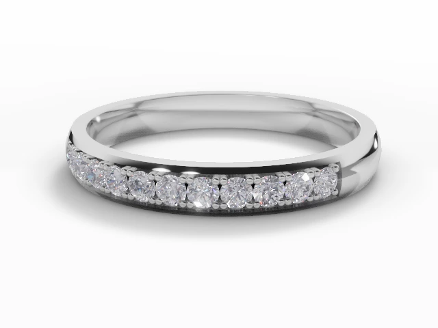 2.7mm.  Wide  Semi-Set Wedding Ring Round Brilliant-Cut Diamonds 100% Recycled, Hallmarked 18ct. White Gold