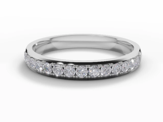 2.7mm.  Wide  Semi-Set Wedding Ring Round Brilliant-Cut Diamonds 100% Recycled, Hallmarked 18ct. White Gold