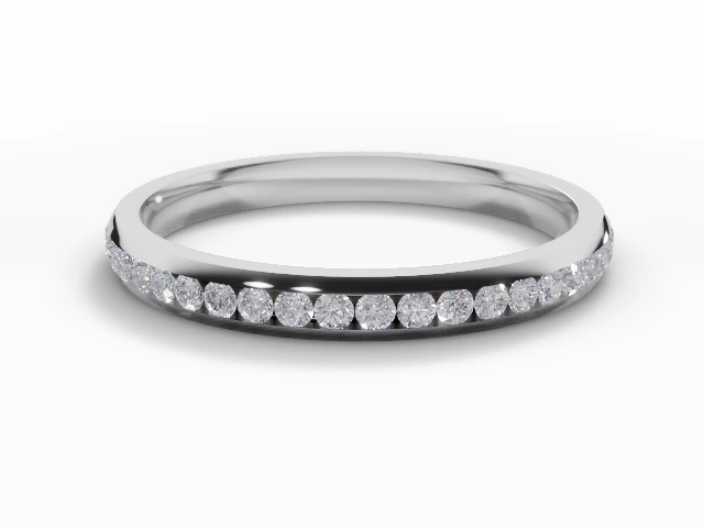 Narrow Semi-Set Wedding Ring Round Brilliant-Cut Diamonds 100% Recycled, Hallmarked 18ct. White Gold