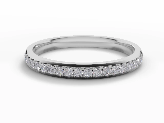 Narrow Semi-Set Wedding Ring Round Brilliant-Cut Diamonds 100% Recycled, Hallmarked 18ct. White Gold