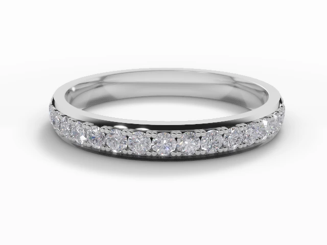 2.7mm.  Wide  Semi-Set Wedding Ring Round Brilliant-Cut Diamonds 100% Recycled, Hallmarked 18ct. White Gold