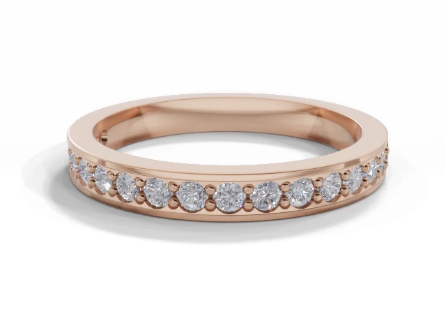 2.7mm.  Wide  Semi-Set Wedding Ring Round Brilliant-Cut Diamonds 100% Recycled, Hallmarked 18ct. Rose Gold