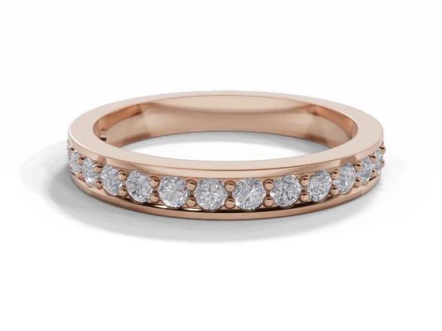 2.9mm.  Wide  Semi-Set Wedding Ring Round Brilliant-Cut Diamonds 100% Recycled, Hallmarked 18ct. Rose Gold