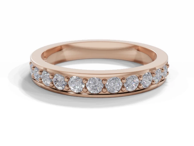 3.1mm.  Wide  Semi-Set Wedding Ring Round Brilliant-Cut Diamonds 100% Recycled, Hallmarked 18ct. Rose Gold