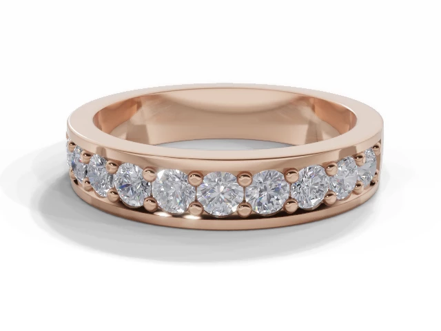 4.1mm.  Wide  Semi-Set Wedding Ring Round Brilliant-Cut Diamonds 100% Recycled, Hallmarked 18ct. Rose Gold