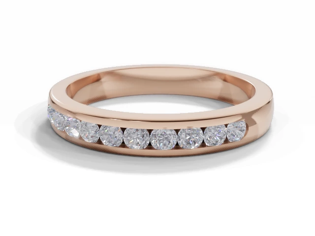 3.2mm.  Wide  Semi-Set Wedding Ring Round Brilliant-Cut Diamonds 100% Recycled, Hallmarked 18ct. Rose Gold