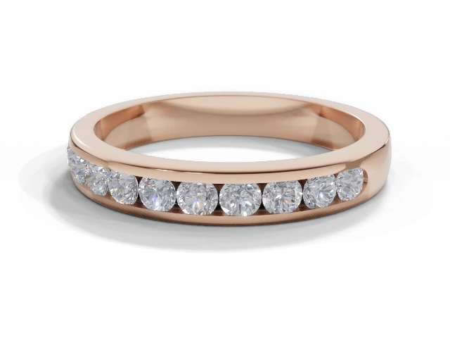 3.3mm.  Wide  Semi-Set Wedding Ring Round Brilliant-Cut Diamonds 100% Recycled, Hallmarked 18ct. Rose Gold