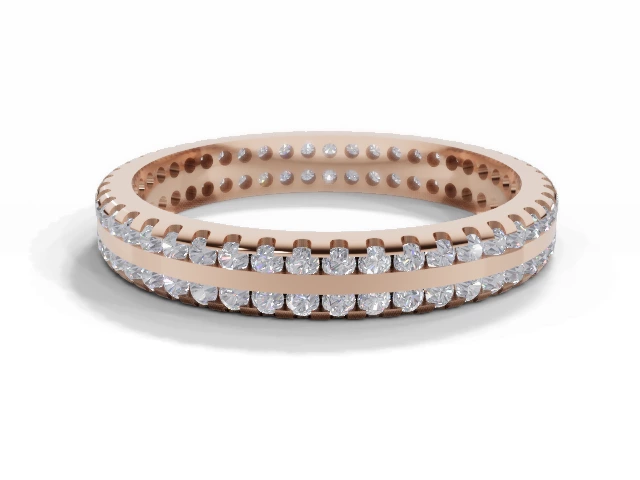 3.0mm.  Wide  Fully-Set Wedding Ring Round Brilliant-Cut Diamonds 100% Recycled, Hallmarked 18ct. Rose Gold