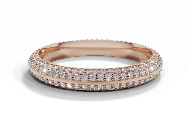 3.0mm.  Wide  Fully-Set Wedding Ring Round Brilliant-Cut Diamonds 100% Recycled, Hallmarked 18ct. Rose Gold