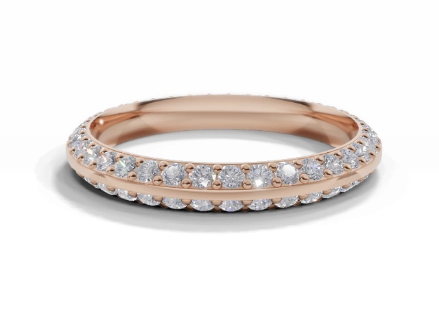 2.7mm.  Wide  Fully-Set Wedding Ring Round Brilliant-Cut Diamonds 100% Recycled, Hallmarked 18ct. Rose Gold