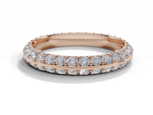 3.0mm.  Wide  Fully-Set Wedding Ring Round Brilliant-Cut Diamonds 100% Recycled, Hallmarked 18ct. Rose Gold