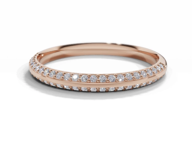 Narrow Semi-Set Wedding Ring Round Brilliant-Cut Diamonds 100% Recycled, Hallmarked 18ct. Rose Gold