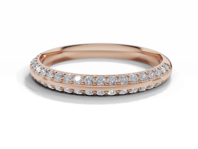 2.5mm.  Wide  Semi-Set Wedding Ring Round Diamonds 100% Recycled, Hallmarked 18ct. Rose Gold