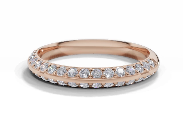 2.7mm.  Wide  Semi-Set Wedding Ring Round Brilliant-Cut Diamonds 100% Recycled, Hallmarked 18ct. Rose Gold