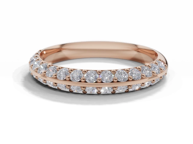 3.0mm.  Wide  Semi-Set Wedding Ring Round Brilliant-Cut Diamonds 100% Recycled, Hallmarked 18ct. Rose Gold