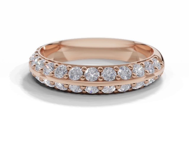 4.0mm.  Wide  Semi-Set Wedding Ring Round Brilliant-Cut Diamonds 100% Recycled, Hallmarked 18ct. Rose Gold