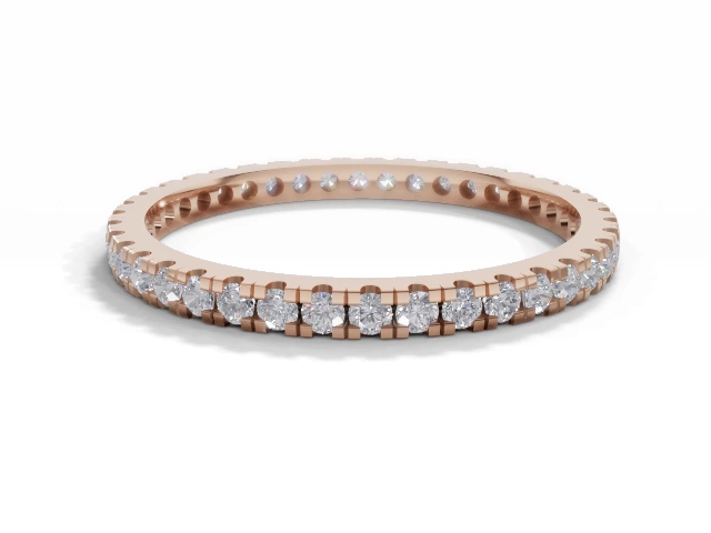 Skinny Fully-Set Wedding Ring Round Brilliant-Cut Diamonds 100% Recycled, Hallmarked 18ct. Rose Gold