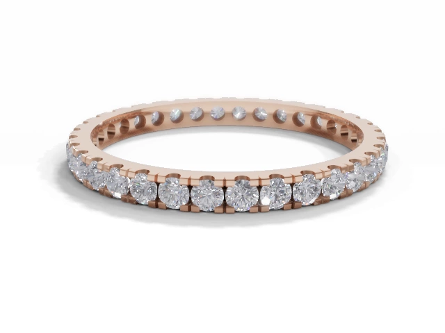 Skinny Fully-Set Wedding Ring Round Brilliant-Cut Diamonds 100% Recycled, Hallmarked 18ct. Rose Gold