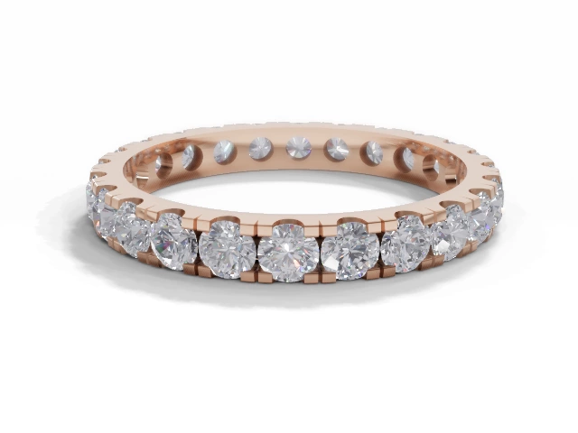 Narrow Fully-Set Wedding Ring Round Brilliant-Cut Diamonds 100% Recycled, Hallmarked 18ct. Rose Gold