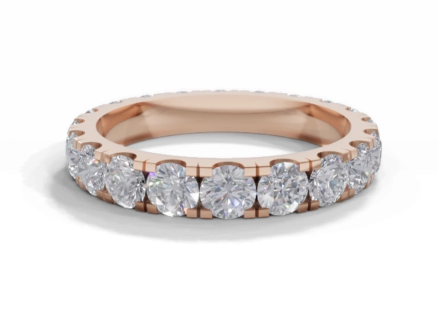 3.1mm.  Wide  Fully-Set Wedding Ring Round Brilliant-Cut Diamonds 100% Recycled, Hallmarked 18ct. Rose Gold