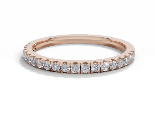 Skinny Semi-Set Wedding Ring Round Brilliant-Cut Diamonds 100% Recycled, Hallmarked 18ct. Rose Gold