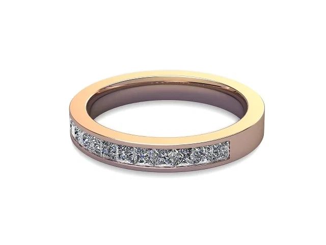 3.0mm. Wide <br />Semi-Set Wedding Ring<br />Princess-Cut Diamonds<br />100% Recycled, Hallmarked 18ct. Rose Gold 3.0mm. Wide <br />Semi-Set Wedding Ring<br />Princess-Cut Diamonds<br />100% Recycled, Hallmarked 18ct. Rose Gold