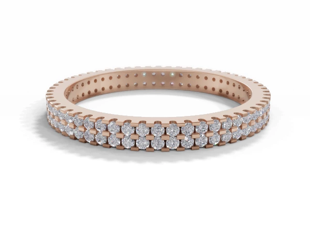 Narrow Fully-Set Wedding Ring Round Brilliant-Cut Diamonds 100% Recycled, Hallmarked 18ct. Rose Gold