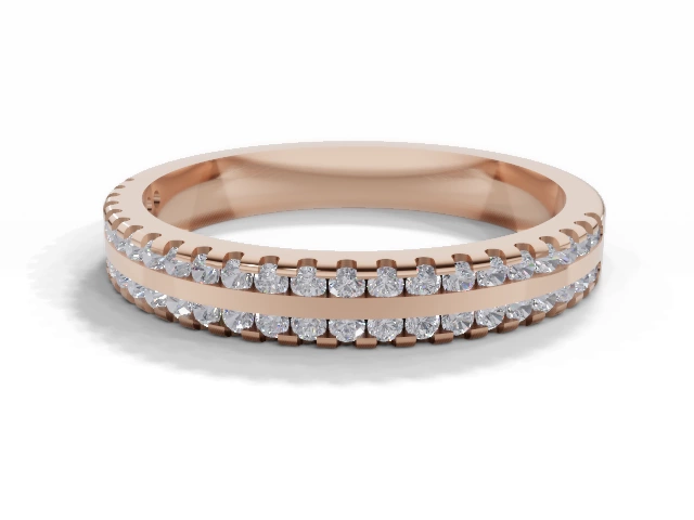 3.0mm.  Wide  Semi-Set Wedding Ring Round Brilliant-Cut Diamonds 100% Recycled, Hallmarked 18ct. Rose Gold