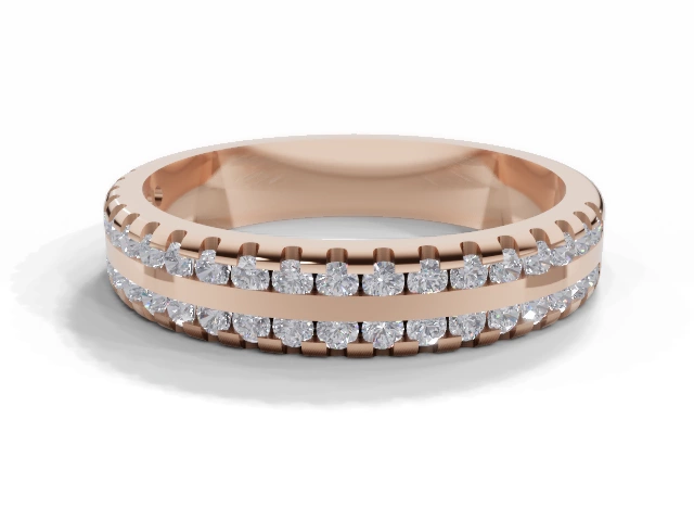 3.8mm.  Wide  Semi-Set Wedding Ring Round Brilliant-Cut Diamonds 100% Recycled, Hallmarked 18ct. Rose Gold