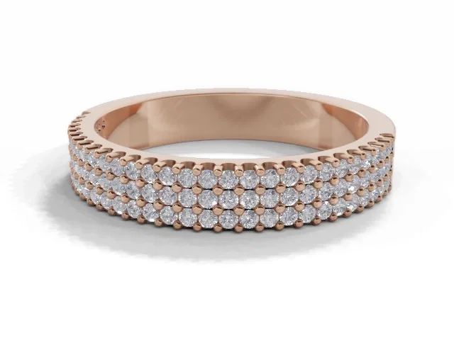 3.6mm. Wide <br />Semi-Set Wedding Ring<br />Round Brilliant-Cut Diamonds<br />100% Recycled, Hallmarked 18ct. Rose Gold 3.6mm. Wide <br />Semi-Set Wedding Ring<br />Round Brilliant-Cut Diamonds<br />100% Recycled, Hallmarked 18ct. Rose Gold