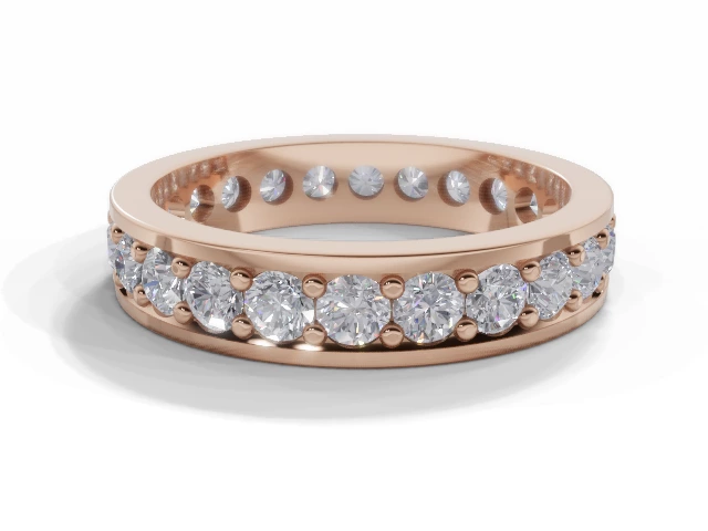 4.1mm.  Wide  Fully-Set Wedding Ring Round Brilliant-Cut Diamonds 100% Recycled, Hallmarked 18ct. Rose Gold