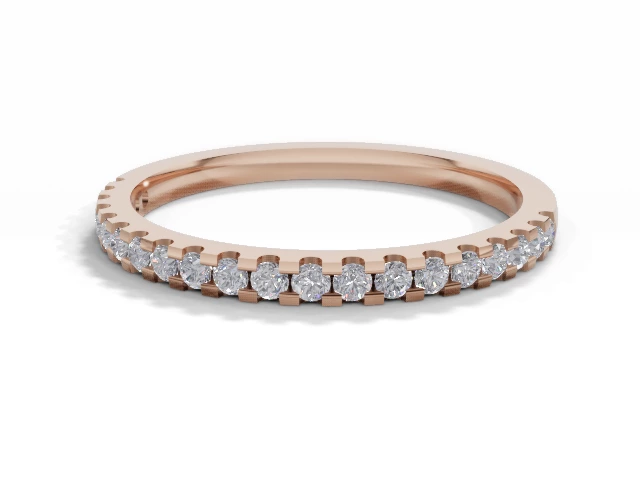 Skinny Semi-Set Wedding Ring Round Brilliant-Cut Diamonds 100% Recycled, Hallmarked 18ct. Rose Gold